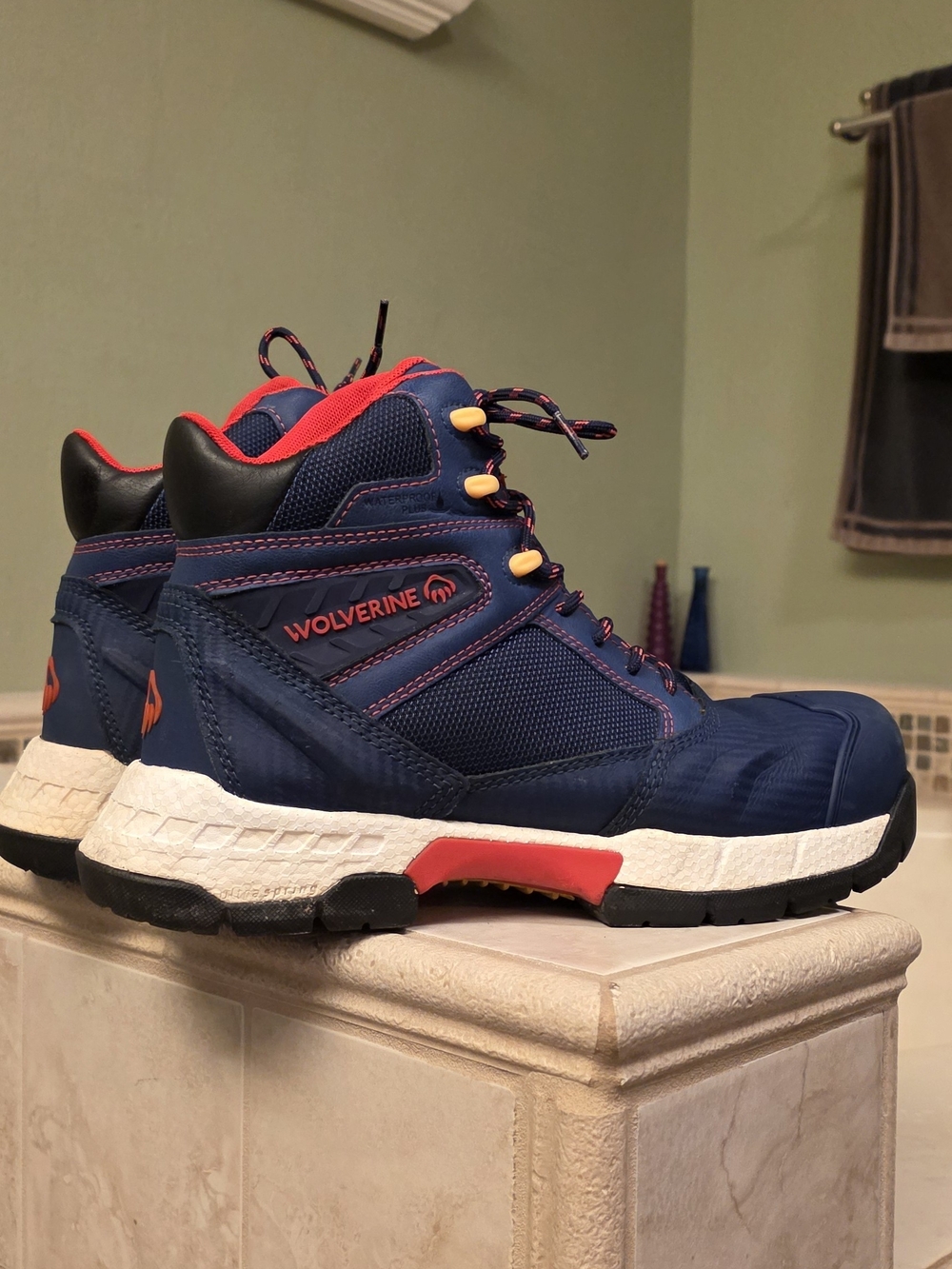 Wolverine Red Bull Scramble Limited Edition Navy and Red Lace-Up Work Boots